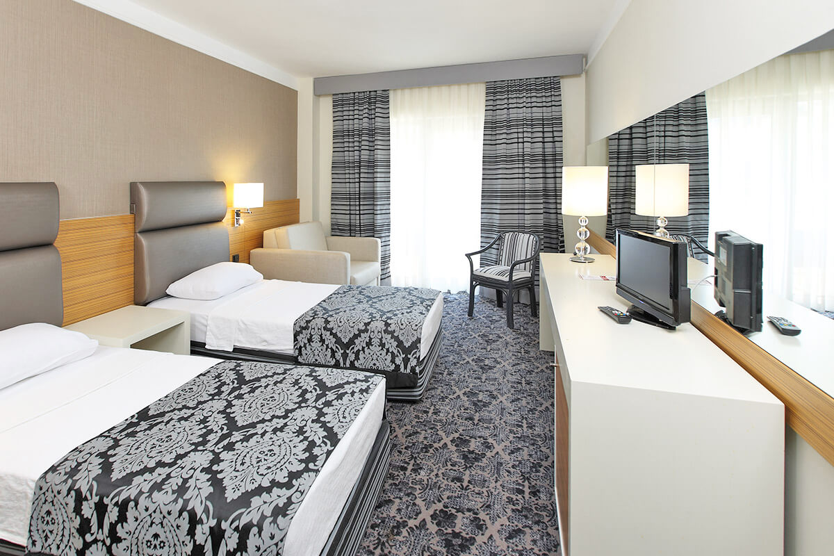 hotel room double bed